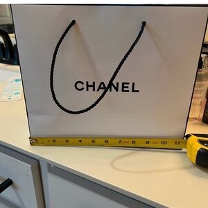 Chanel White and Black Shopping Bag